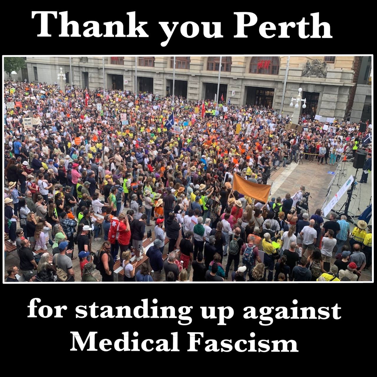 Hugh crowd in Perth, WA demonstrating agsinst Vaccinations Masks Hugh crowd in Perth, WA demonstrating agsinst Vaccinations Masks